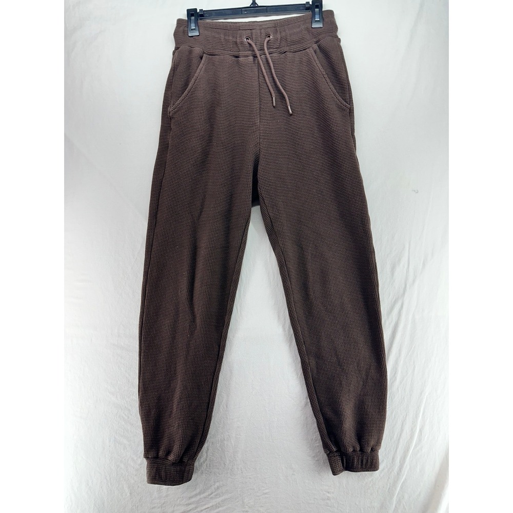 Negative Waffle Knit Jogger Pants Brown Thermal Lounge Small
